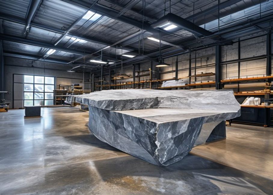 Deluxe Art crew finishing a stone slab